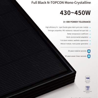 108-188 DE-108BG-188RNBB 430-450W（N type qrystal Full Black Mono-Crystalline）